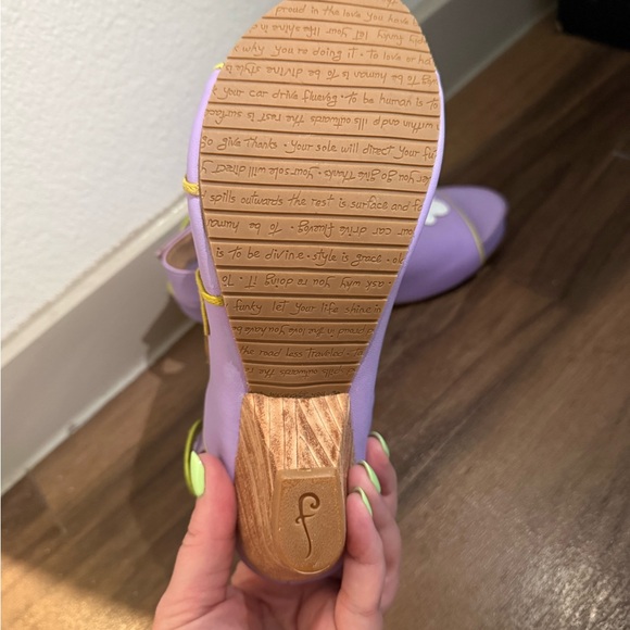 John Fluevog Purple Floral Wedges - Picture 3 of 4